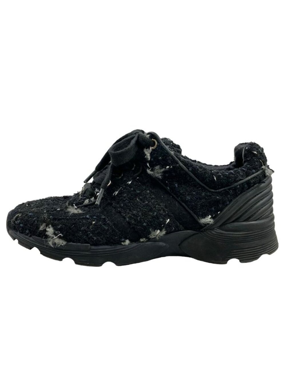 Chanel Sneakers 35 Black Gray CC Logo Leather